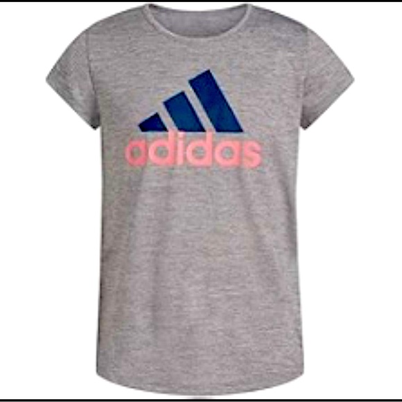 Adidas Women’s Crewneck Amplifier Tee - Grey w Pink/Blue Logo - Size M - Picture 2 of 9